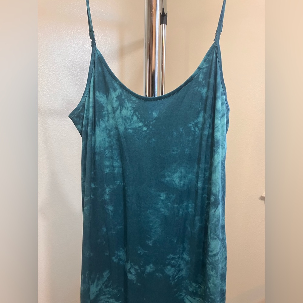 Teal Tie-Dye Spaghetti Strap Dress